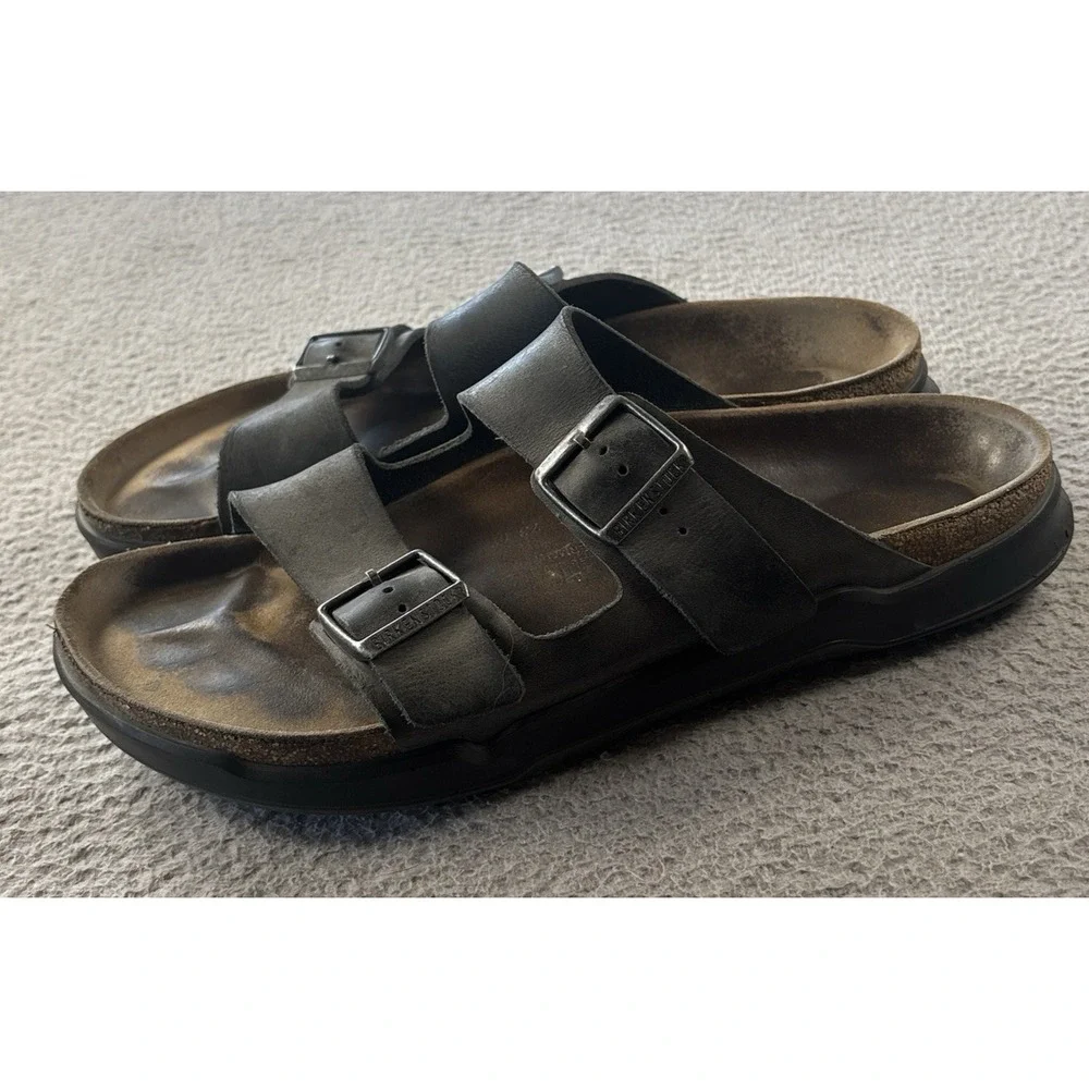 Birkenstock Arizona Sandals Mens 45 US 12 Gray Oiled Leather Rugged Sole